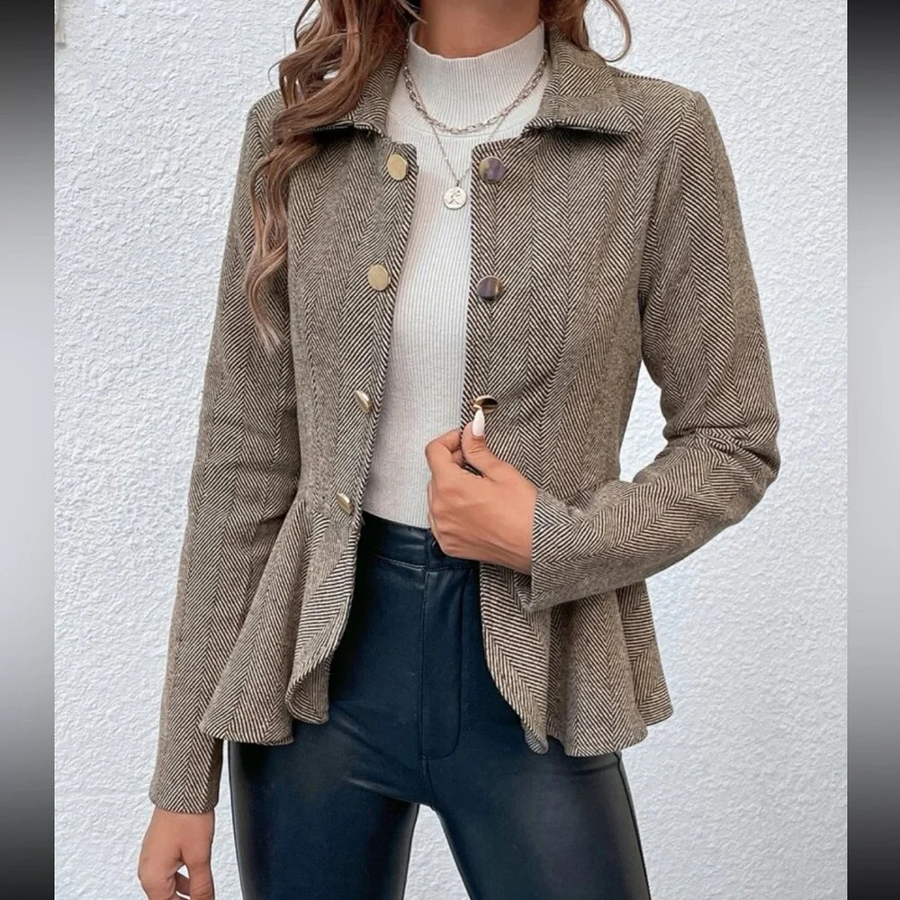Classic‎ herringbone peplum jacket Holiday